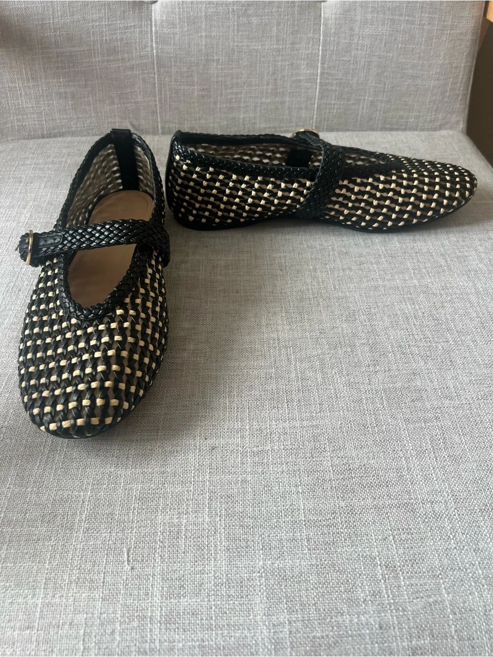 Universal Thread Mary Jane Ballet Flats, black/cream woven, W10, office casual